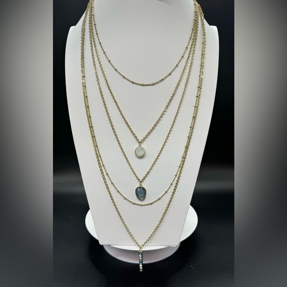 Catherine Malandrino Stunning Gold Tone Multilayer Long Necklace - Picture 7 of 12